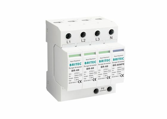 275V 60KA Perangkat Perlindungan Tambahan dengan Tipe 3+NPE untuk Perlindungan Petir