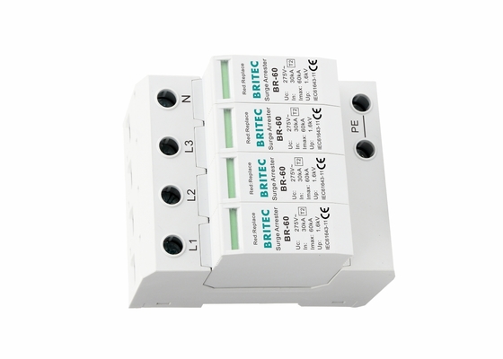 IP20 DIN Rail Surge Protector BRITEC BR-60 4P 60KA Penangkal Petir Rumah