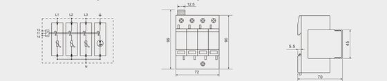 BR-40 3+1 440 Tipe 2 Surge Protector Din rail surge protection Din rail penangkal petir penangkal petir 40kA spd