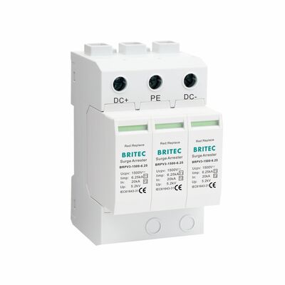 BRPV3-1500-6.25 PV Surge Arrester Modul 3 Perangkat Perlindungan Tipe 1+2 PV surge protector Sistem Tenaga Surya spd 1500v dc t1 t2 Solar Dc Spd pv penangkal petir Tipe 1+2 PV surge protector