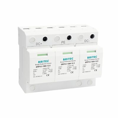 BRPV3-1500-6.25 PV Surge Arrester Modul 3 Perangkat Perlindungan Tipe 1+2 PV surge protector Sistem Tenaga Surya spd 1500v dc t1 t2 Solar Dc Spd pv penangkal petir Tipe 1+2 PV surge protector