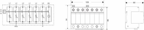 BR-40 275 6+1 Tipe 2 Surge Protector275V din rail penangkal petir 3 fase spd