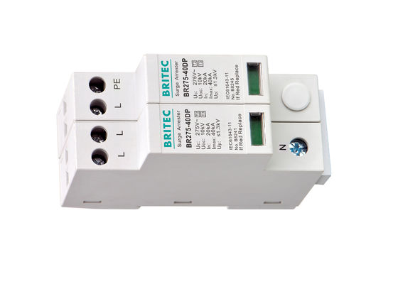Tipe 2 Dan Tipe 3 Spd 275V Surge Arrester 3- Pole + NPE 40kA Combination Arrester