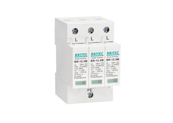 Perangkat Perlindungan Surge IP20 AC 3 Phase Lightning Surge Protector TUV Disetujui