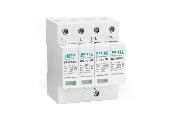 SPDs Iimp 12.5kA T1 + T2 Surge Arrester B + C Perumahan Thermalplastic