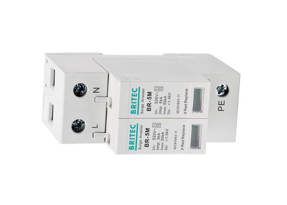 BR-5M 320V 2P Single Phase SPD dengan 5kA Tipe 1 + Tipe 2 Surge Protection Device DIN Rail Mount