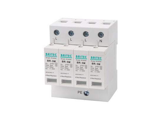 Tipe Tegangan AC 3 Phase 5KA 4 Pole 275V Surge Protector SPD untuk Perlindungan Tenaga Industri