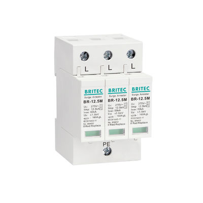 BR-12.5M 4P 50kA 275v T1+T2 ac Surge Arrester Surge Protector tegangan rendah proteksi petir SPD