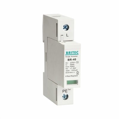 BR-40 1P+1 40kA Single Phase Type 2 Surge Protection Device untuk peralatan listrik surge arrester spd