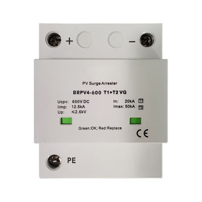 1000V DC 12.5kA Impulsi Petir Tipe 1 + 2 Fotovoltaic SPD Solar Surge Arrester DC SPD Tipe 1