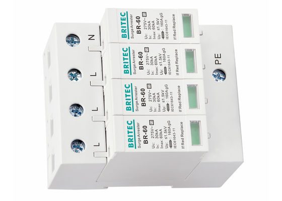 Tiga Fase 60ka AC Power Type 2 Surge Protector Lightning Arrester