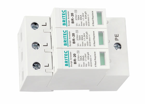 AC 275V 10kA 20kA Surge Protection Device dengan DIN Rail Installation untuk Power Surge Protection