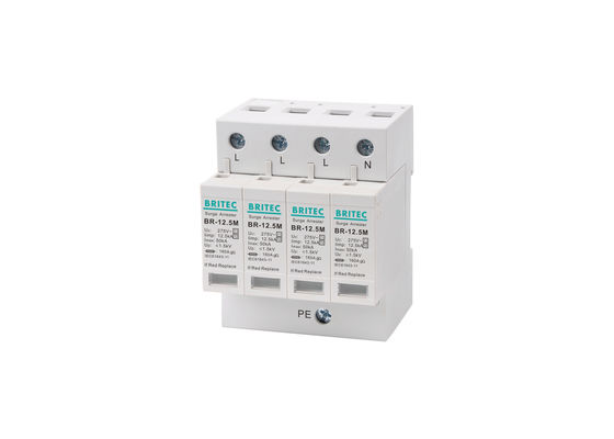 Kelas 1 + 2 Pluggable (B + C) Petir Surge Protector SPD 10/350 12.5kA 4P