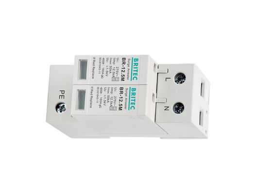 TN System 2 Modul AC Surge Arrestor SPD 12.5 KA 2P L - N - PE Perangkat Proteksi Surge