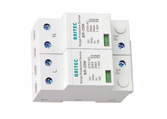 Tipe 1+2+3 25kA 275V SPD 2 Kutub Tipe 1 Surge Protector Perlindungan Petir