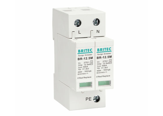 Din Rail Plug-in Surge Protection Device Kelas I+II dengan Perlindungan Petir 12,5kA