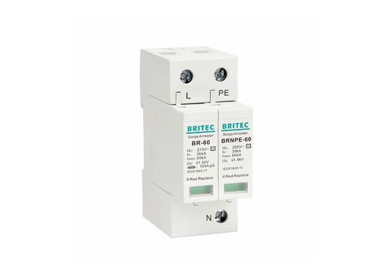 BR-60 1+1 Tipe 2 Surge Protector Perangkat Perlindungan Petir 60KA Kelas C