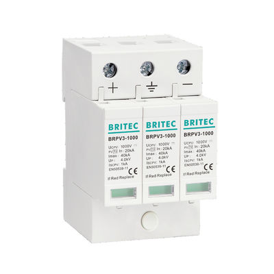 BRPV3-1000 1000V 40kA 3P DC Solar PV Surge Protection Device Surge Arrester Lightning Suppressor Surge Protection produsen