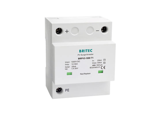 Kelas I Kelas II SPD Surge Arrester PV Untuk Sistem Photovoltaic 12.5kA 10 / 350us