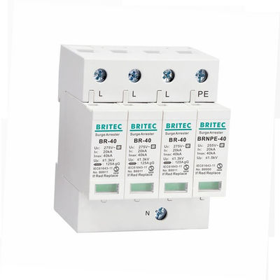 BR-40 1P+1 40kA Tipe 2 Perangkat Perlindungan Surge Arrester Singel Phase Lightning Protection spd