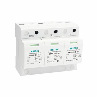 1000V PV Surge Arrester Tipe 1 Kelas I Pelindung Surge DC Termoplastik untuk Tata Surya