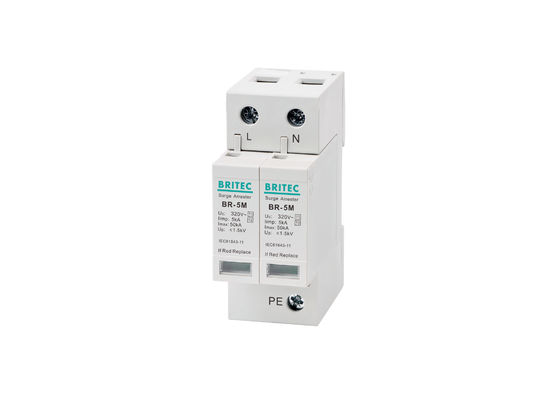 BR-5M 320V 2P Single Phase SPD dengan 5kA Tipe 1 + Tipe 2 Surge Protection Device DIN Rail Mount