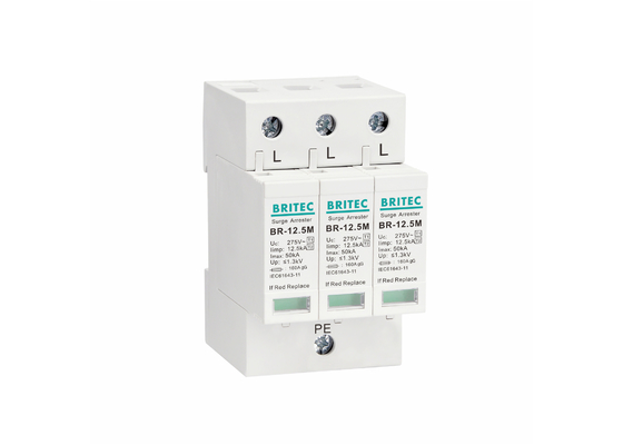T1 + T2 Surge Protector Iimp 12,5 KA Surge Arrester 3 Phase Sistem TN - C